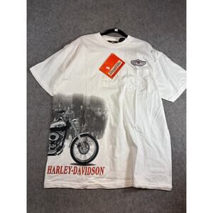 NWT VTG 90s Harley Davidson 100th Anniversary Shirt Mens White Motorcycle USA L